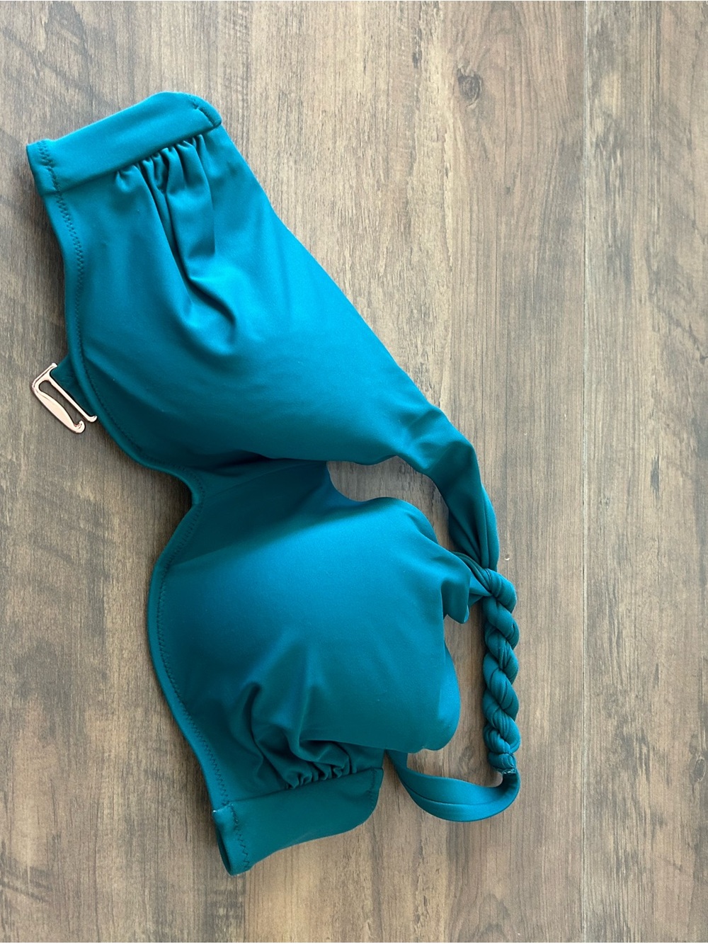 Shade and shore dark teal green bikini top oneshoulder braid twist 34C M target